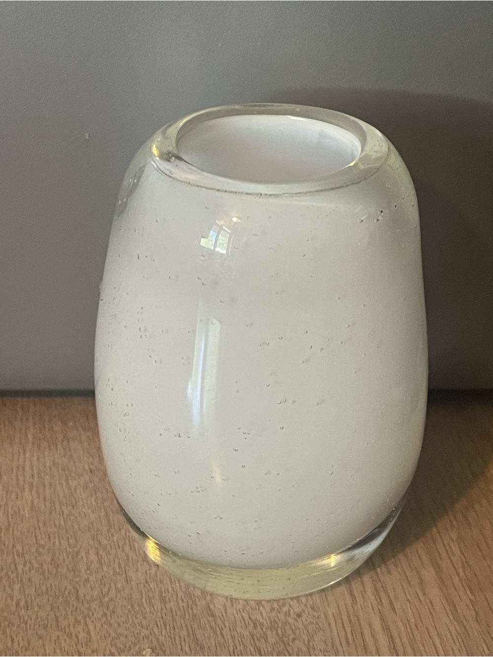 Vintage incased white Glass Bubble Vase/Votive holder 4.5” tall